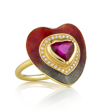 Ruby Heart Enamel Ring